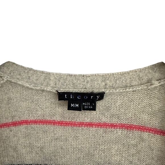 Theory 100% Cashmere Striped Cardigan - Picture 4 of 5